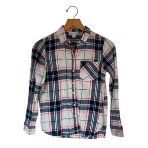 Old Navy Classic Cotton Plaid Blue White Button Down Shirt Sz S Western Cowgirl